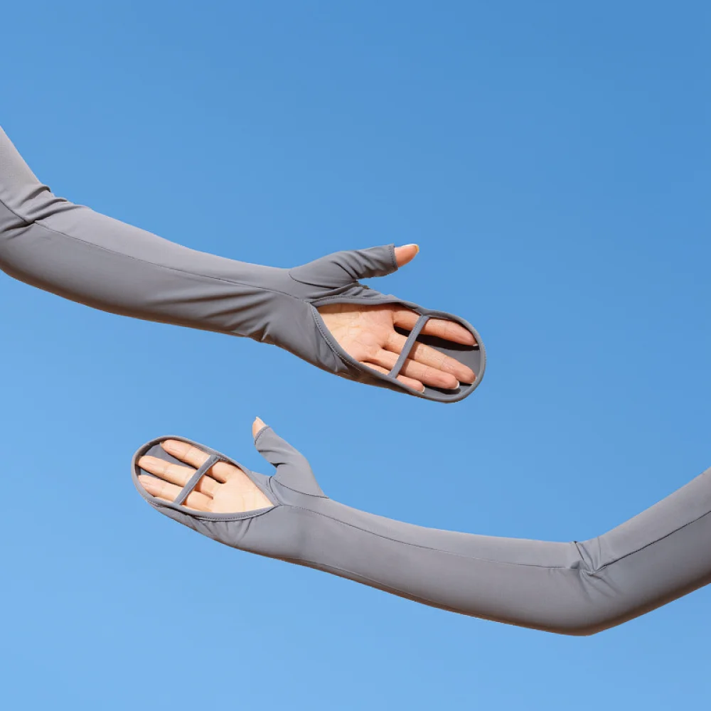 Nylon Sun Sleeves Fingerless Gloves Integrated Cooling Protection Anti Slip Arm Covers Breathable For Outdoor Cycling And Hiking