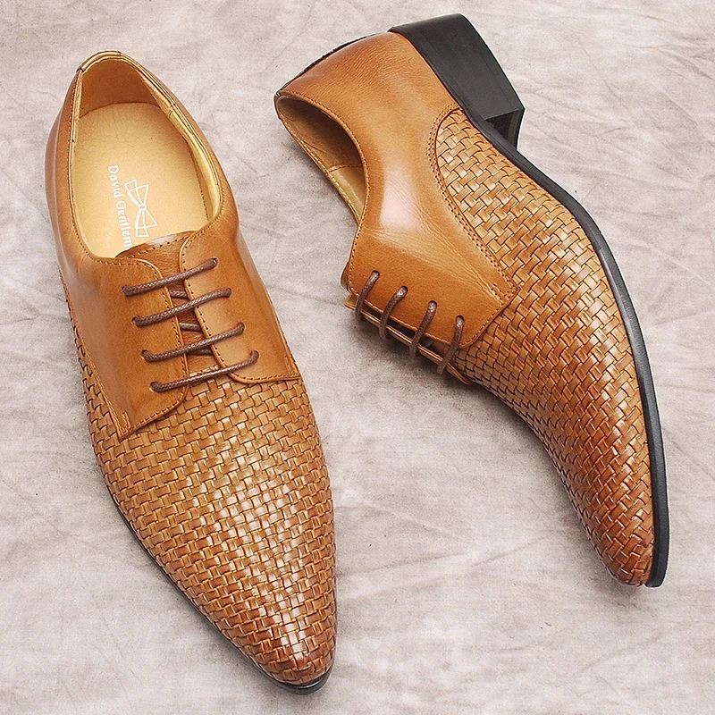 Handmade Oxford Men Casual Shoes Genuine Cow Leather Business Men Dress Shoes Black Brown Lace Up Wedding Braid Formal Shoe