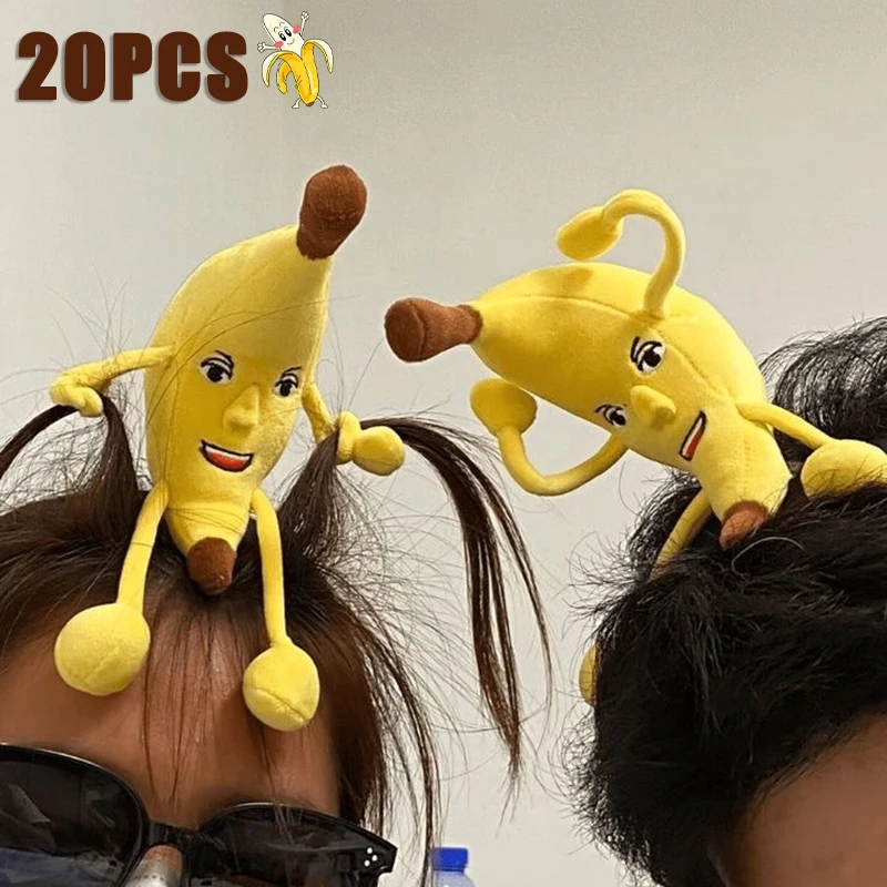 1-20PCS Headbands Quirky Plush Banana Hair Bands Cute Homemade Fun Little Doll Hair Accessories Novelty Plush Girl Headdress