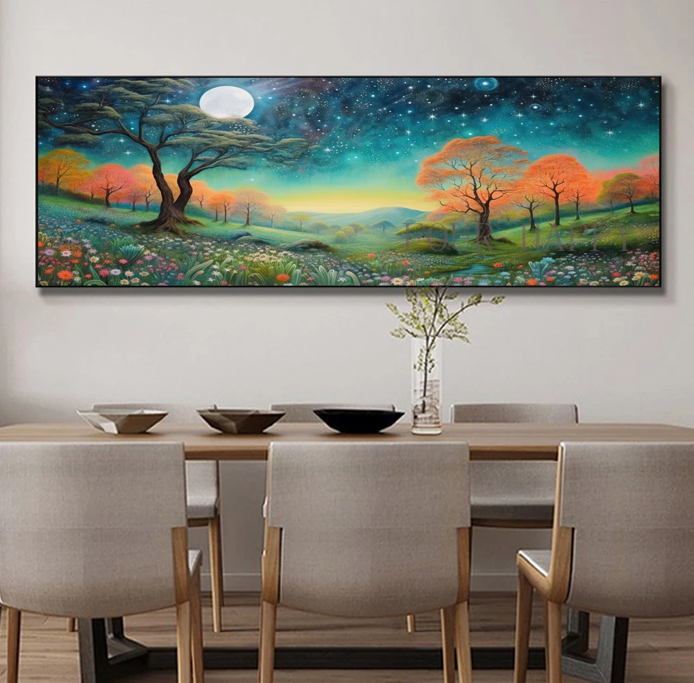 5D DIY Large Diamond Painting, Cross Nature, Under Moonlight Landscape, Wall Art, Full Round Drill, Embroidery, Home Decor