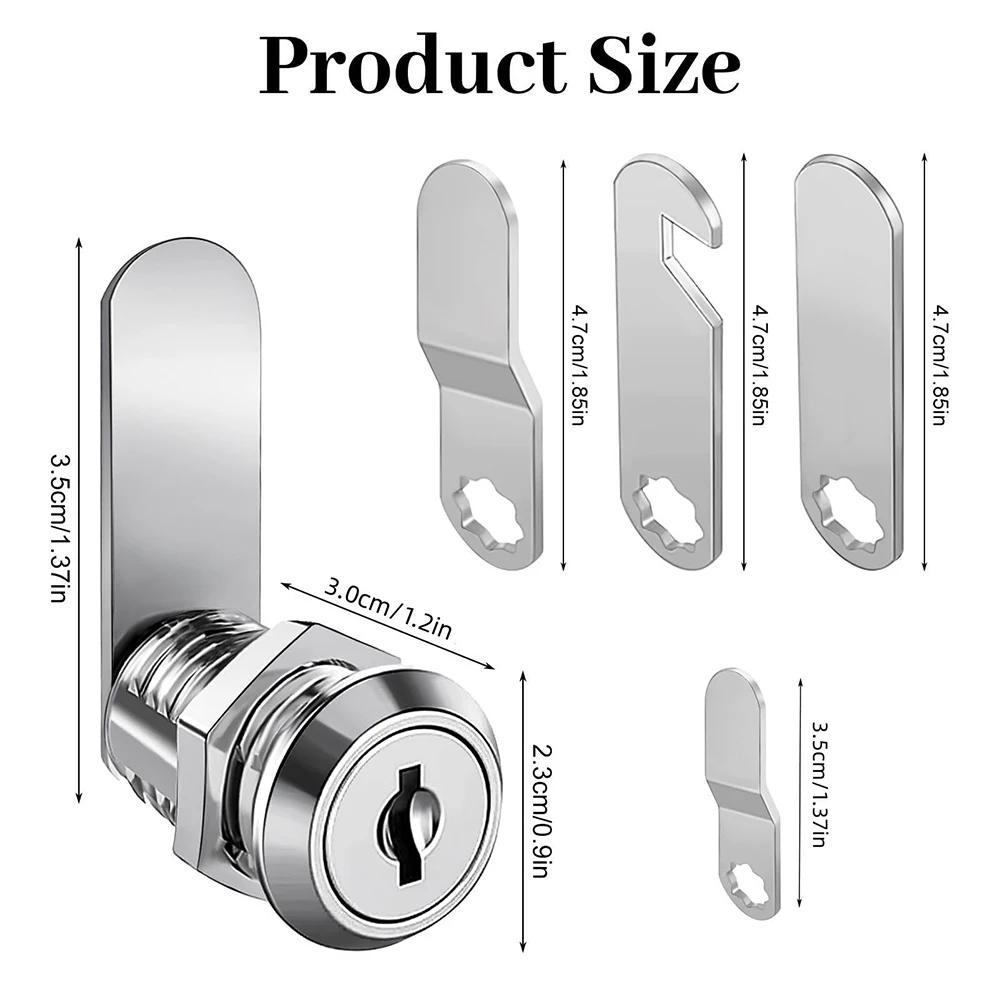 16/20/25/30mm Cam Lock Set Door Cabinet Mailbox Drawer Cupboard Locker Etc,It Comes with 2 Keys and 4 Different Lock Plates