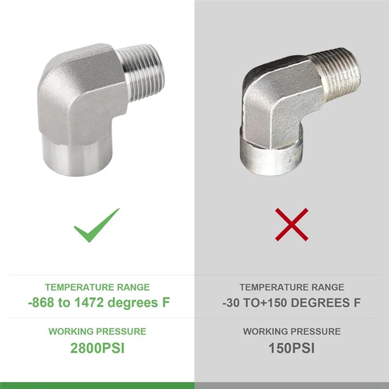 ABCA-2PCS Tubo maschio NPT da 90 gradi da 1/4 di pollice a gomito da strada femmina NPT da 1/4 di pollice-Barstock in acciaio inossidabile adatto