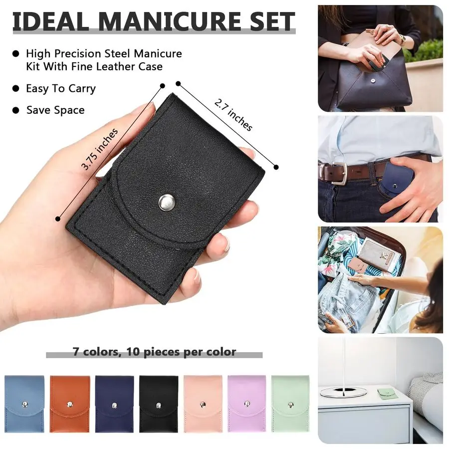 マニキュアセット、業務用ネイルケアキット、ネイルクリッパーキット、ステンレス製ペディキュアセット、トラベルケース付き、マルチカラー