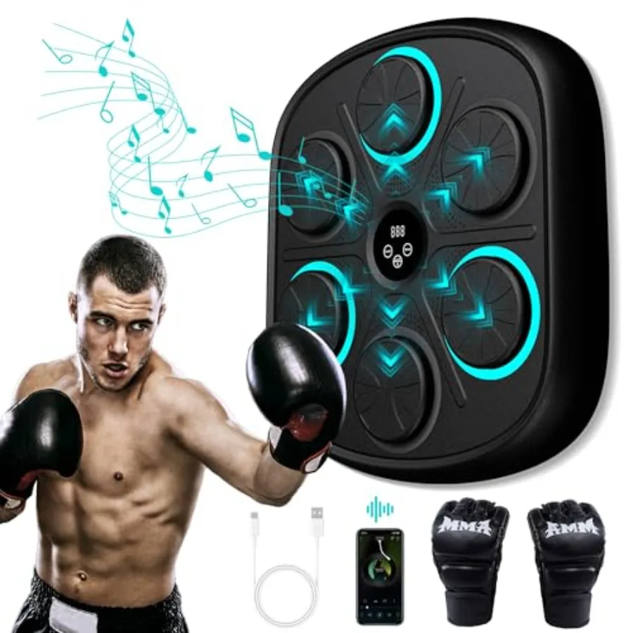 

Music Boxing Machine Wall Mounted Music Punching Machine for Adults and Interactive Punching Trainer with Boxing Gloves Trainin