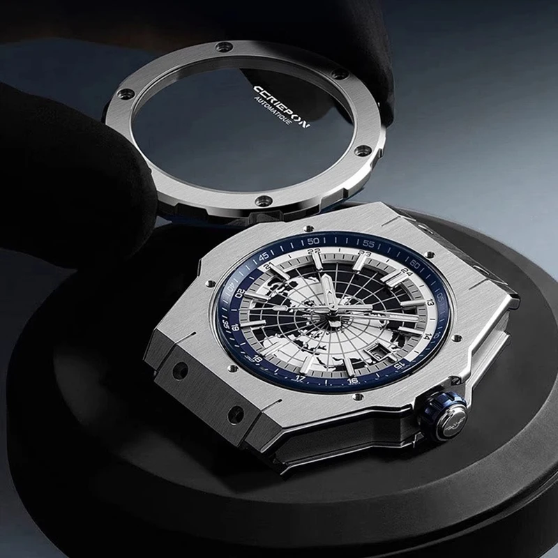 Мужские часы CERIEPON, синие светящиеся часы Wandering Earth, ночник, мужские механические часы, полностью автоматические, фирменные Co