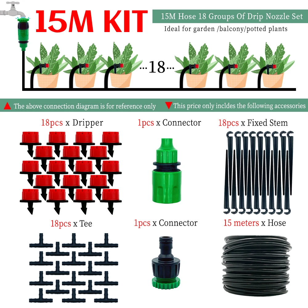 Kas 10M-30M Diy Druppelirrigatiesysteem Automatische Watering Tuinslang Micro Drip Watering Kits Met Verstelbare druppelaars