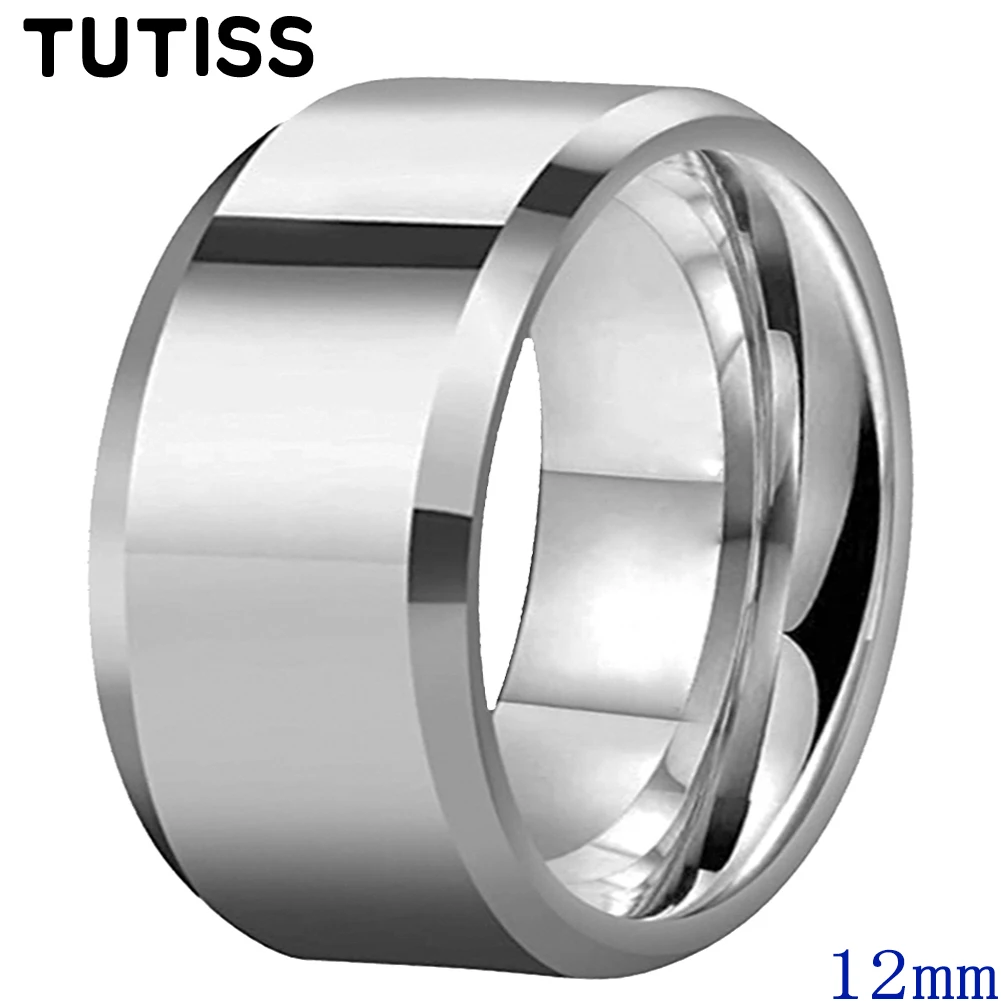 TUTISS 10mm 12mm Men Women Popular Tungsten Couple Ring Trendy Wedding Band Bevel Edges Comfort Fit