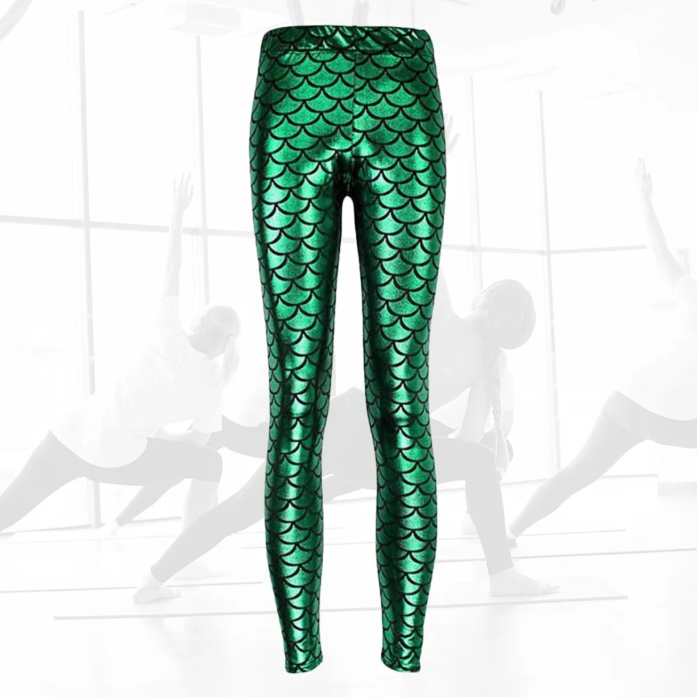 Fish Scale Leggings Mermaid Tights for Woman Trouser Yoga Pants Elastic Stylish Render with Polyester Mid-waist