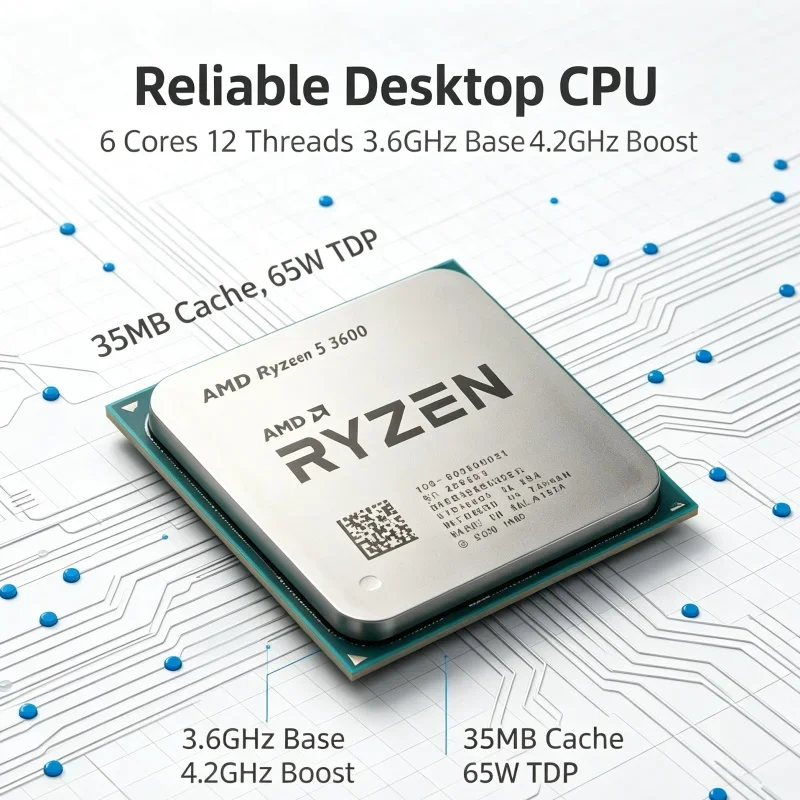 R5 3600 6 Core 12 Thread 3.6GHz 7nm 65W 32MB L3 AM4 Socket Desktop CPU Content Creation Multitask