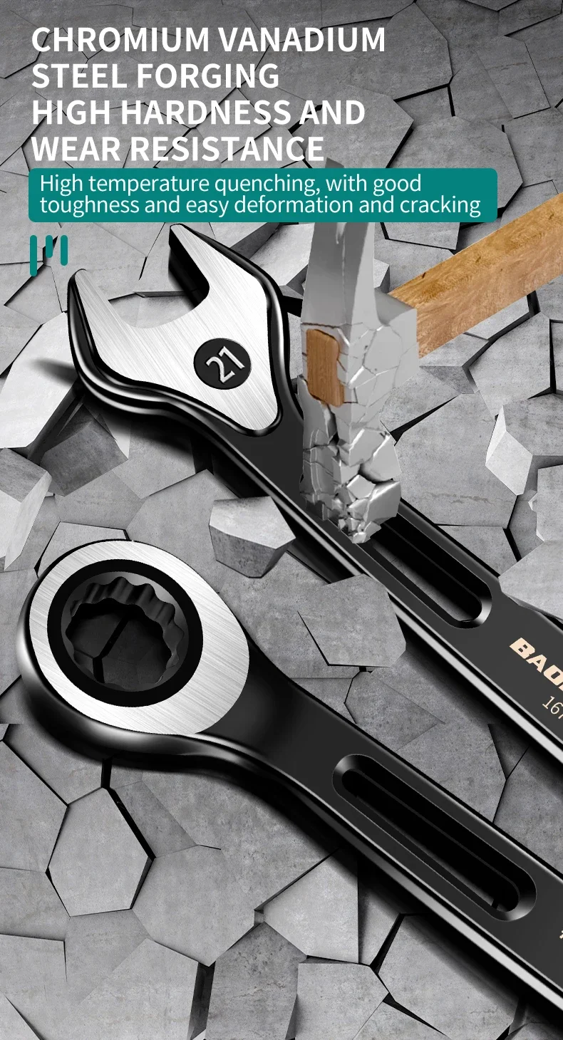 6mm-22mm Ring-maulschlüssel Dual-zweck Schlüssel arbeitssparende Anti Slip Metric Universal Spanner Für Auto reparatur Hand Werkzeug – Detail 12