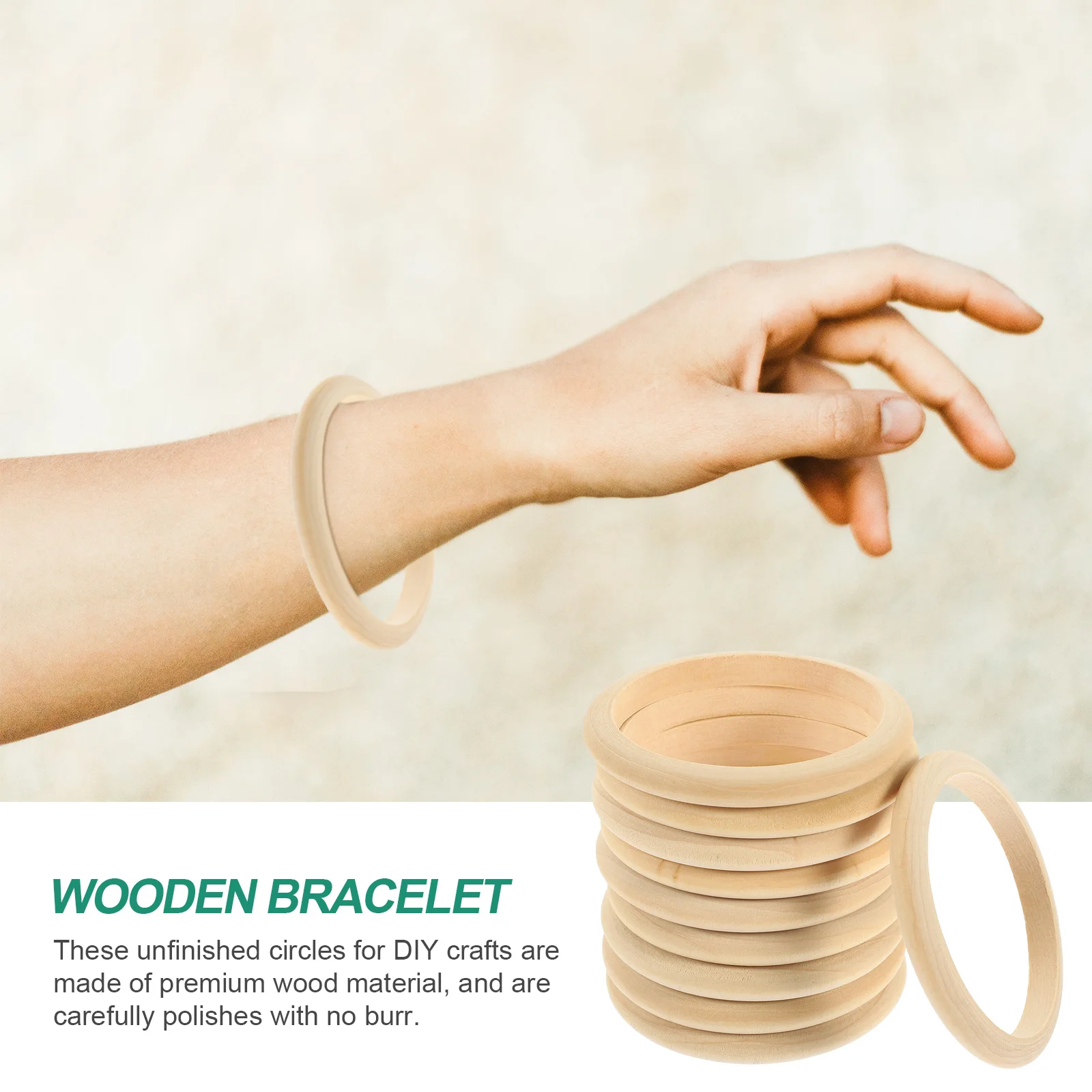 

10Pcs Natural Wooden Bangle Bracelets Diy Craft Project Making Unfinished Wood Jewelry For Kids And Adults