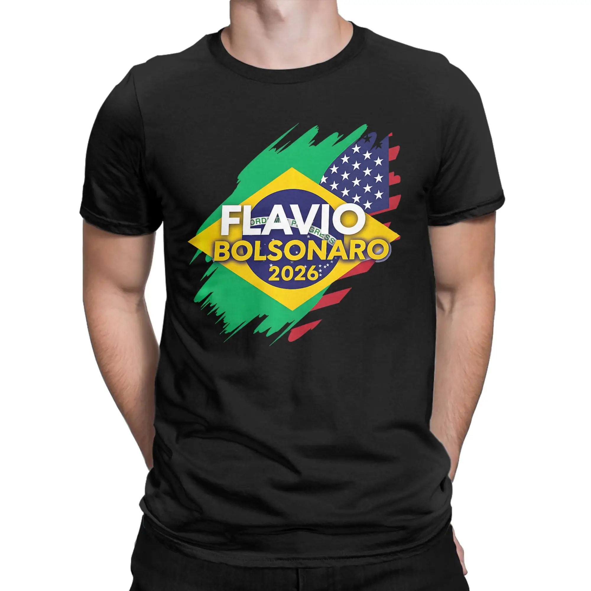 Übergroßes T-Shirt Deus Patria Família Flavio Bolsonaro Presidente 2026 T-Shirts T-Shirt für Herren Sommer Kurzarm-T-Shirts – Detail 1