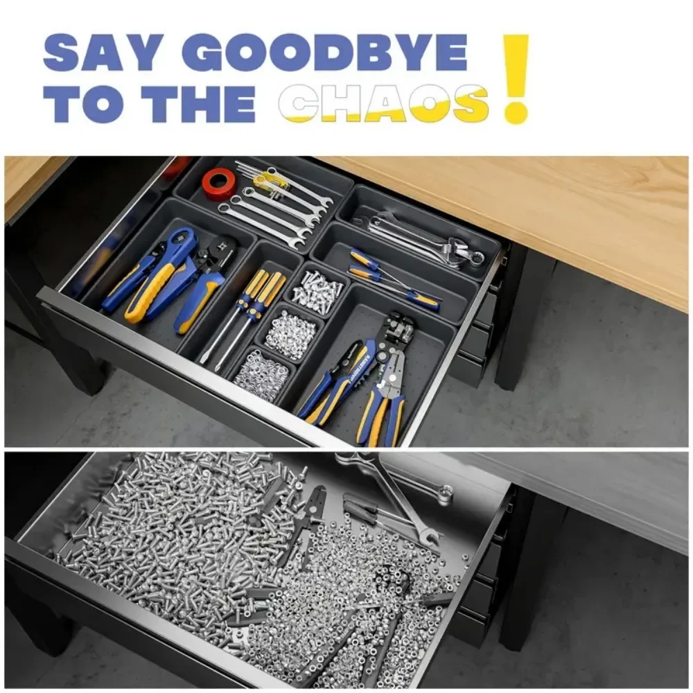 Tool Box Organizer and Storage Freely Organizing Drawer Space Organizer for Efficient Socket Sets Hardware Screws Wrenches