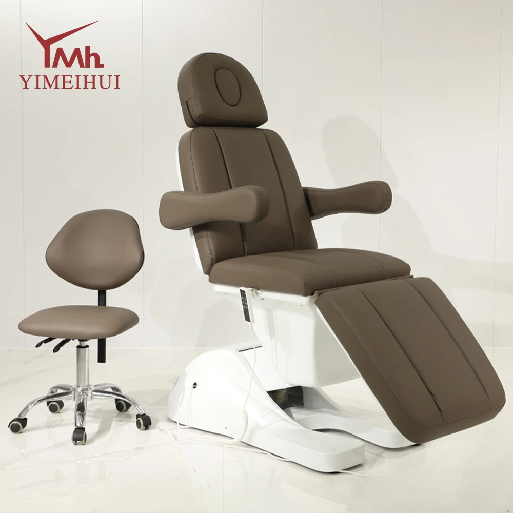 Luxury Brown Salon Furniture Esthetician Love Facial Chair Bed Electric Beauty Bed 3 Motors Massage Table