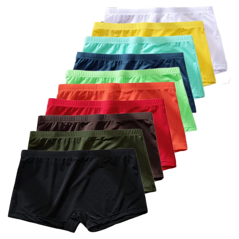 10PCS Men's Boxer Ice Silk Underwear Briefs One-piece Transparent Breathable Low Waist Boxers Jockstrap Canzoncillos Hombre