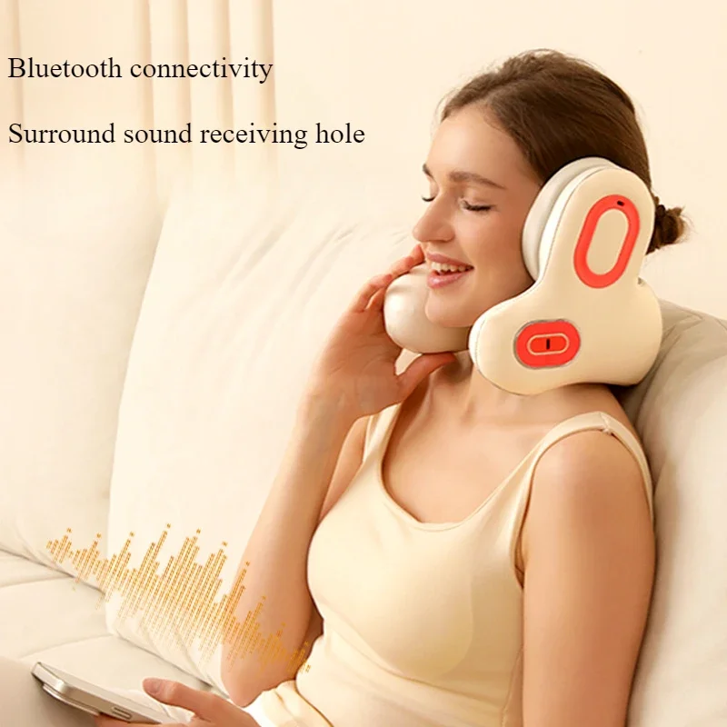 Sleep noise reduction ANC neck massage heating compress portable U-shaped neck pillow portable mobile phone Bluetooth music