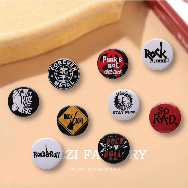 Hard Rock Roll Brooch for Hat Bag, Punk, Mental, Flanders, Soft Button, Skeleton, Creative Bands, Lapel Badges