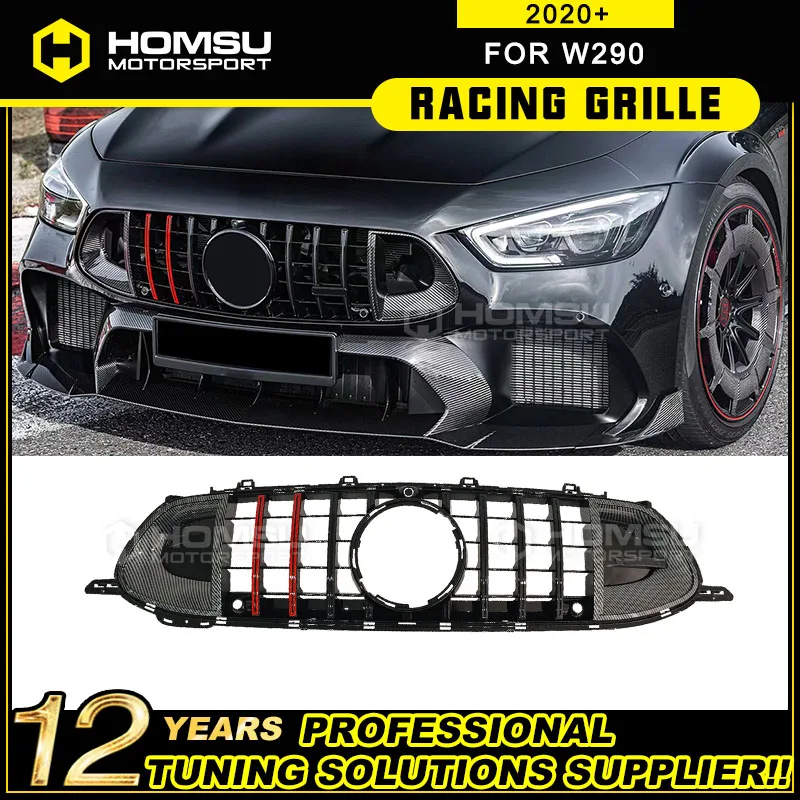 Car Front Bumper Racing Styling Mesh For am g gt Class W290 GT Grille Red Color Carbon Fiber cover W290 Grille 2020+ Sedan Coupe