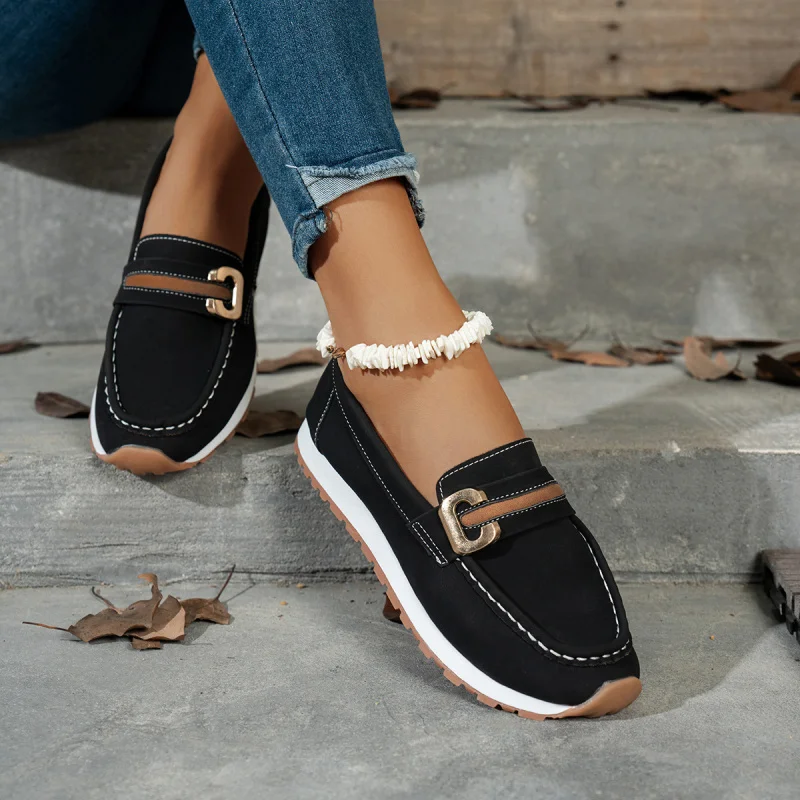 

Women's leisure thin shoes 2025 Large Size Slip-on round Head Flat Bottom Pumps Shoes