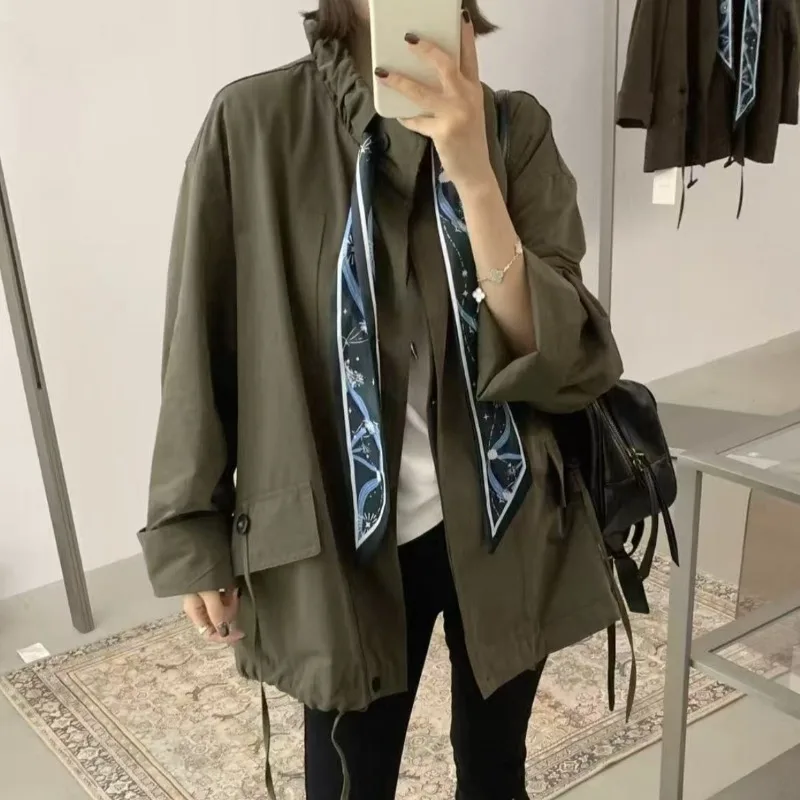 SuperAen 2026 Autumn Women's Loose Casual Lapel Trench Coat New Coat Medium Jacket Coat