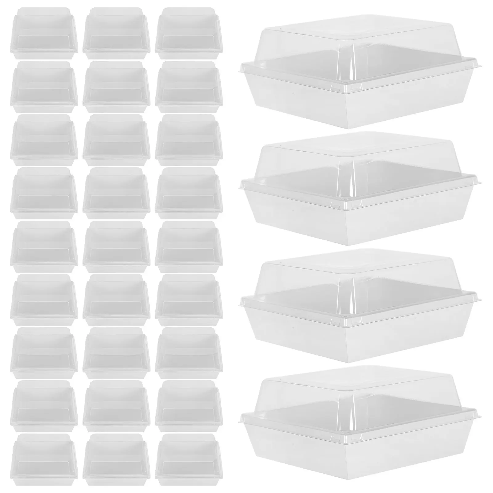 

50 шт. коробок для тортов, маленькие контейнеры для еды, упаковка для выпечки, портативные коробки для хранения свежих продуктов, демонстрационные коробки для десертов