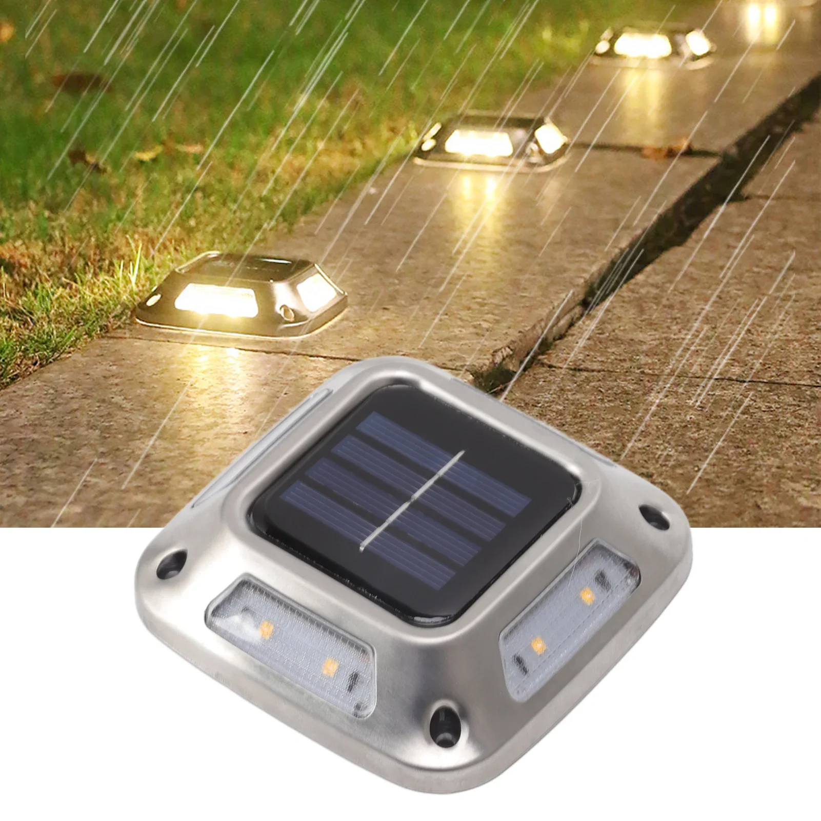 8 LEDs Solar Ground Light Solar Light Waterproof Warm Light Solar Garden Lamp Outdoor Courtyards Driveway Marker Light