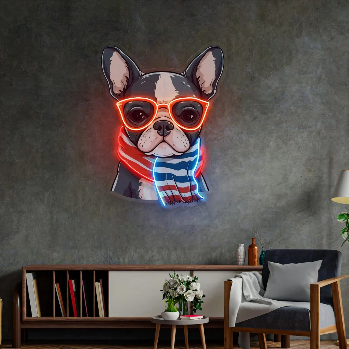 Dog Glass Neon Sign UV Printed Cute Dog Neon Home Bedroom Game Room Wall Decor Pet Shop Bar Club Decor Gift for Dog lover