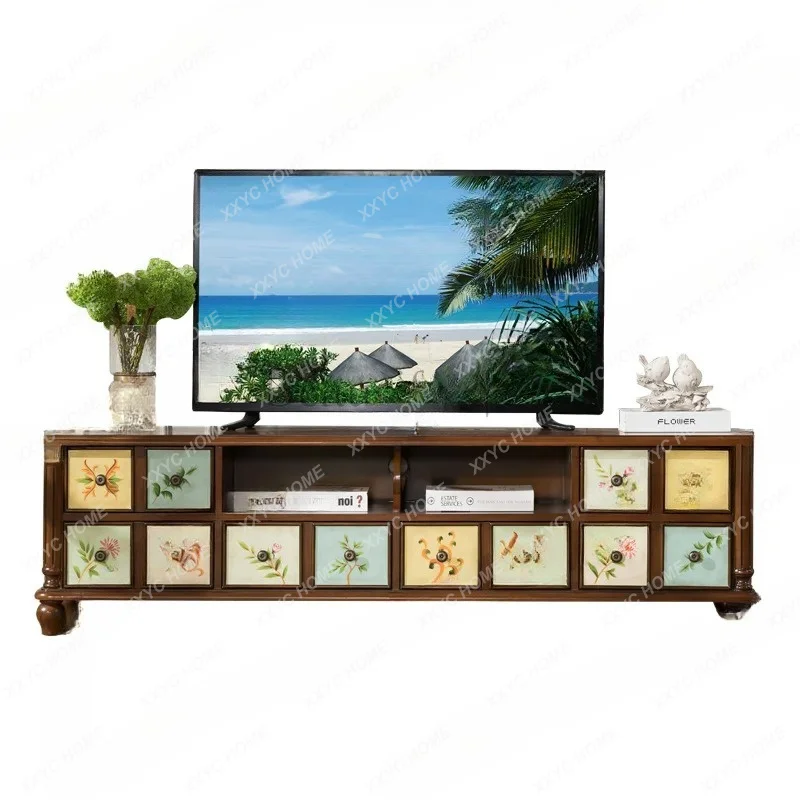 

audio-visual cabinet living room furniture TV cabinet retro painted solid wood drawer