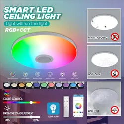 Smart Ceiling Light LED 30W RGB Bathroom Ceiling Lamp With Bluetooth Speaker Tuya Control For Bedroom Living Room