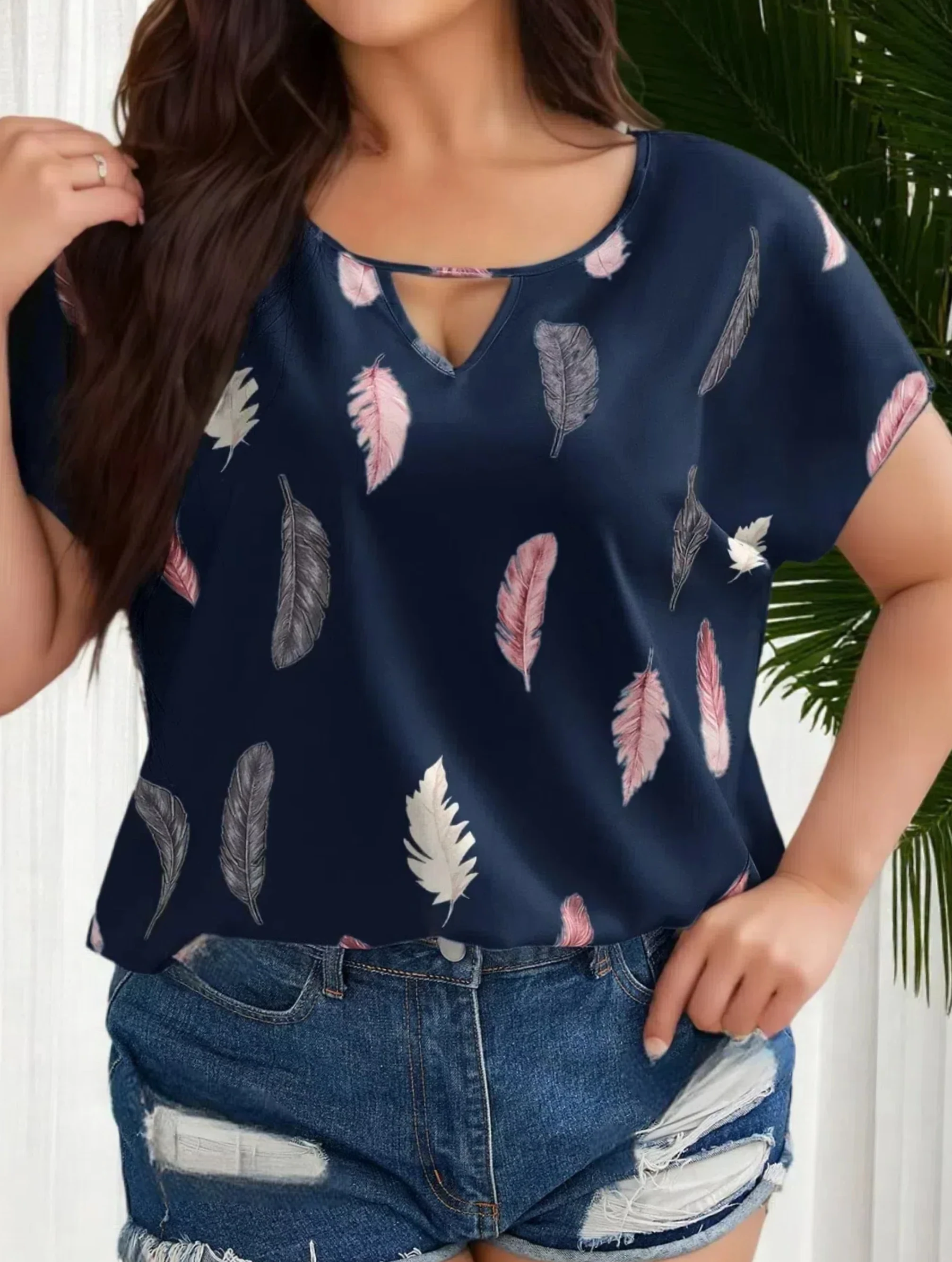 Women's plus size special loose casual top shirt short sleeved spring and autumn popular women's clothing