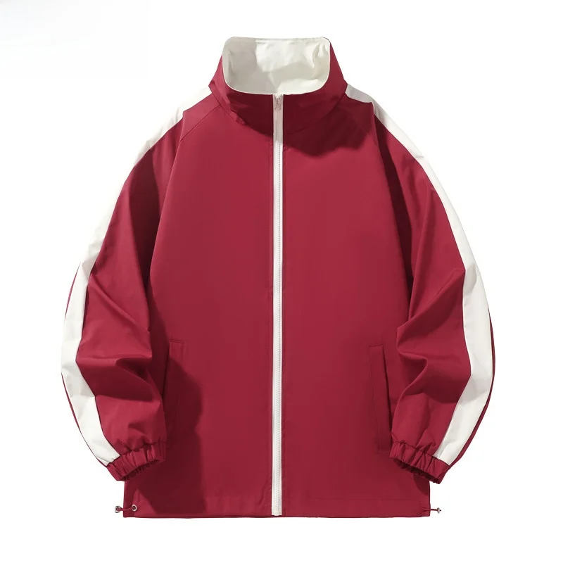 

Wassup Nuraya Double-Sided Wear Loose Casual Jaet for Men Youth Faion Outdoor Windbreaker Polyester Fabric Zipper Closure