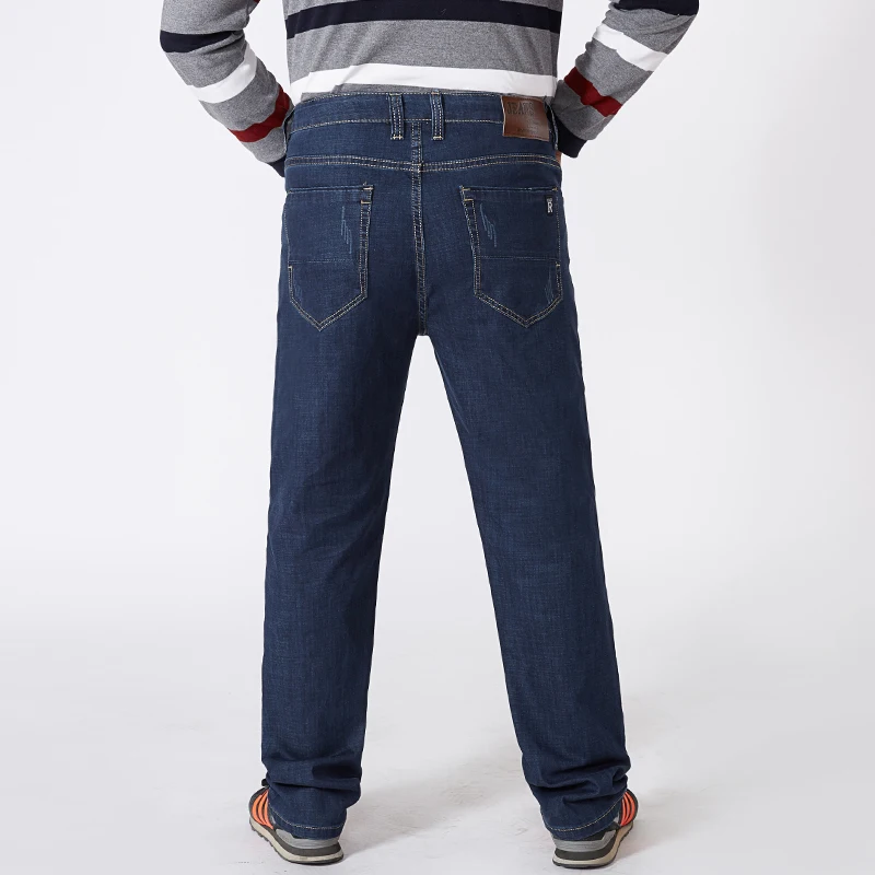 جينز دينم للرجال مقاس كبير 30-48 50 52 54 56 300 كجم سراويل عمل عصرية غير رسمية مرنة فضفاضة مستقيمة طويلة مقاس كبير #2