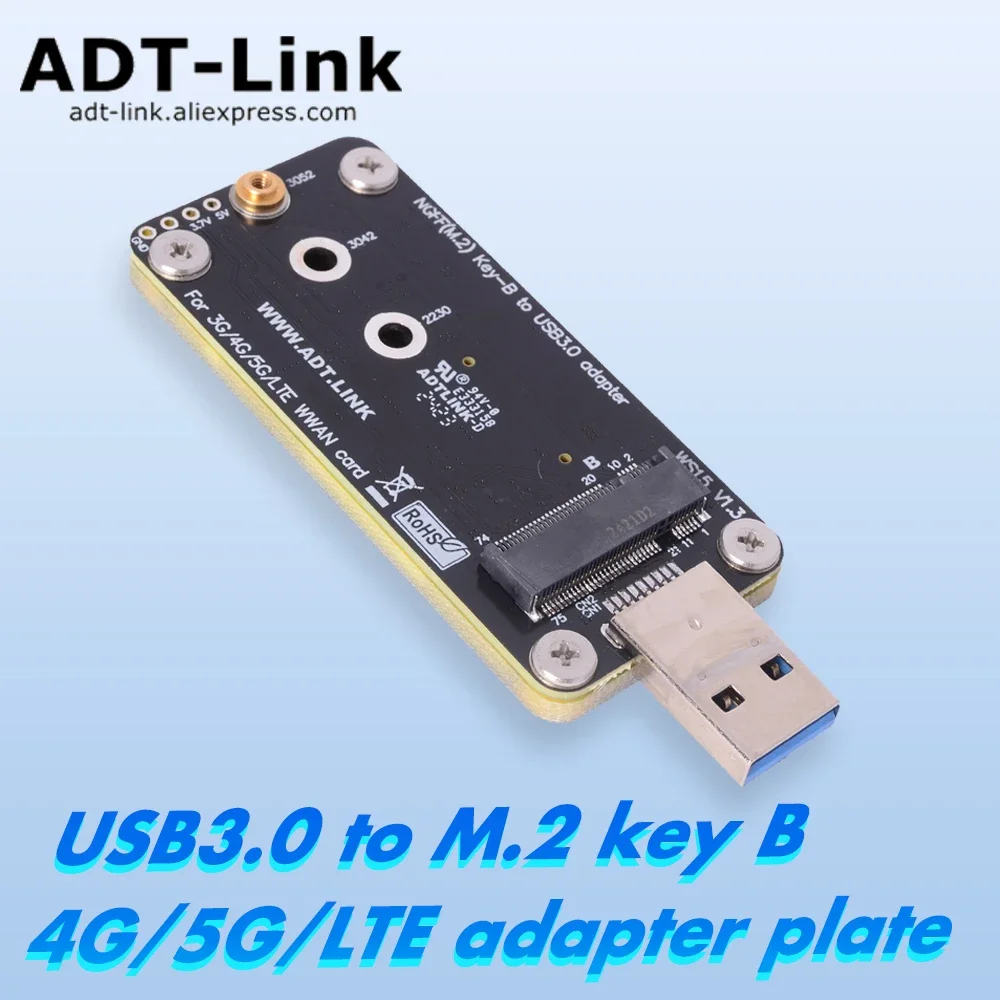 ADT M.2 NGFF Key-B Module To USB 3.0 Port  PC USB 3.0 Port Module Adapter Card 3G/4G/5G/LTESupport 3042 3052 WWAN Module