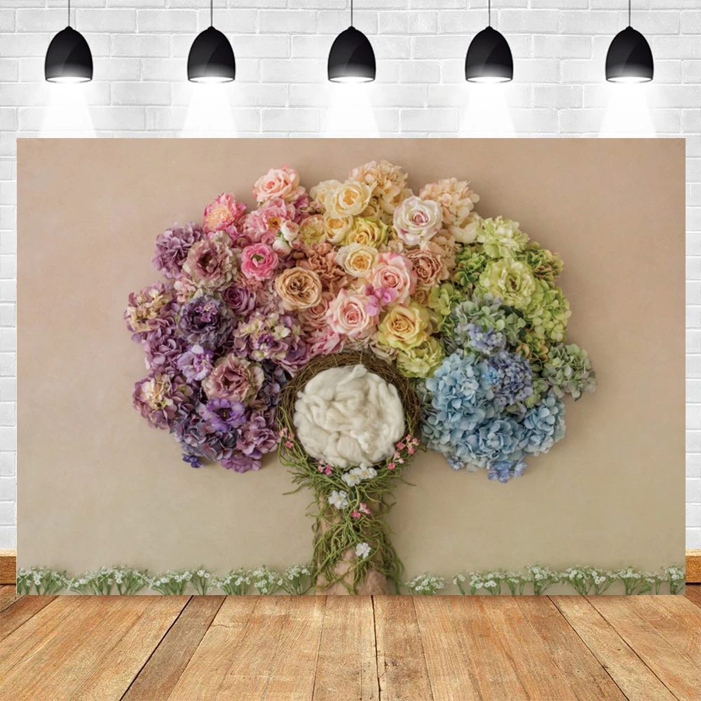 Newborn Artistic Portrait Photography Background Spring Flower Floral Baby Birthday Party Decor Backdrop Photobooth Studio Props