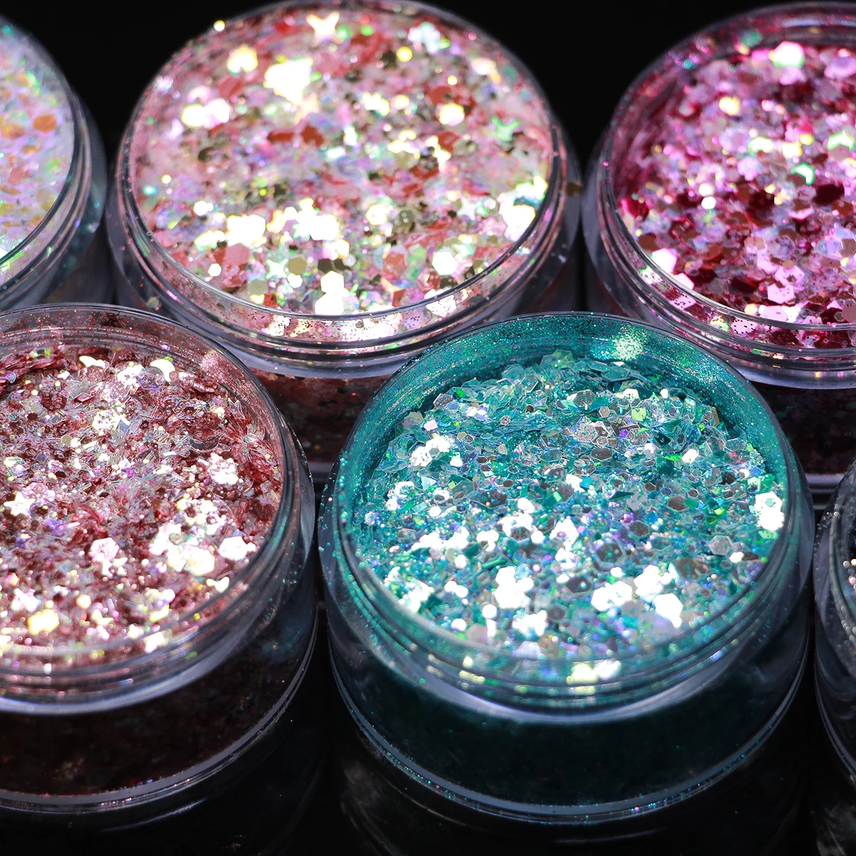 Brillo holográfico grueso para decoración de uñas, purpurina para manualidades, Festival, lentejuelas en polvo, arte de uñas, resina epoxi, escamas de lentejuelas brillantes