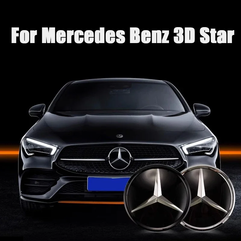 

Chrome Black 3D Mirror Emblem For Mercedes Benz A B C E S GLA GLB GLC GLE GLS GLK SLK SL ML-Class Front Grille Star Logo