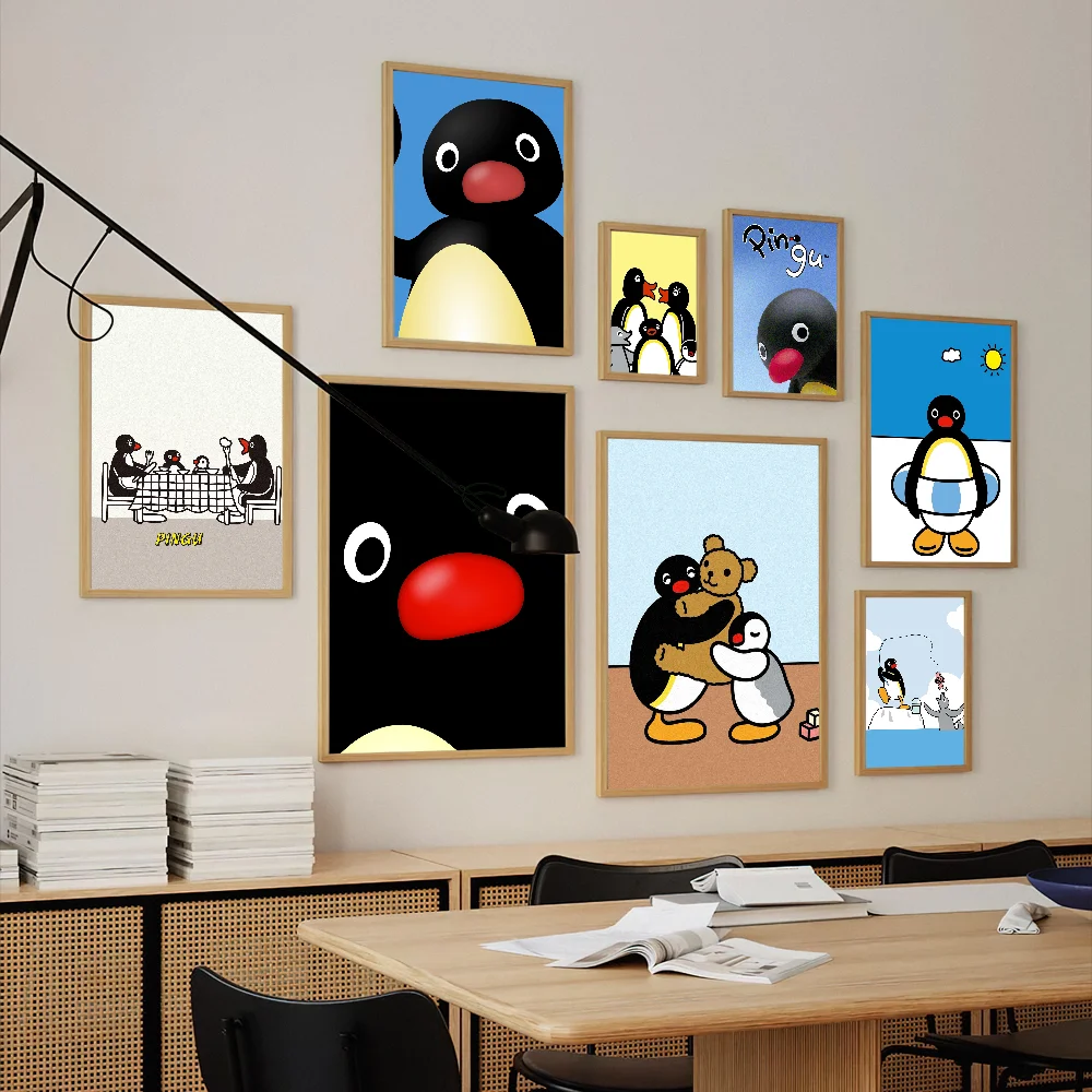 Cartoon Pingu Penguin Poster Prints Wall Decals Sticker Pictures Living Room Home Decoration