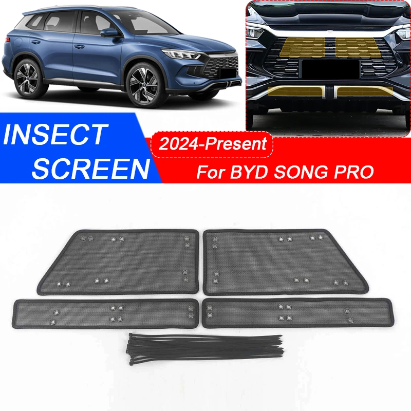 For BYD SONG PRO 2024-Present 4pcs Car Insect-proof Air Inlet Protect Cover Airin Insert Vent Racing Grill Filter Net Accessory