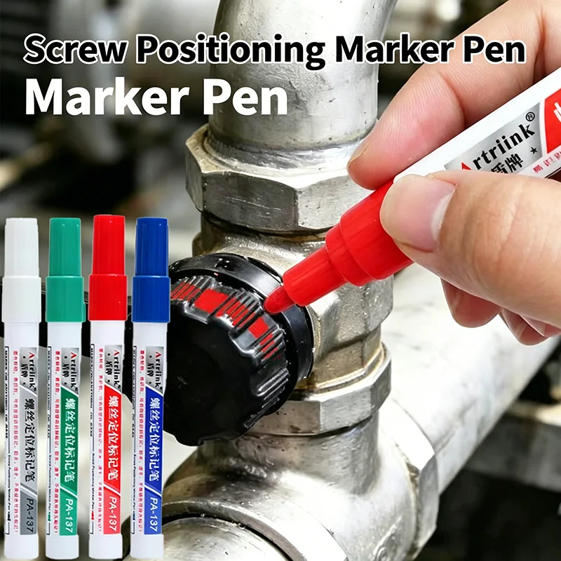 Screw Positioning Pen, 6C, Hi-Low Temp Res, Water/Oil Res, Fade-Res for Industrial Marking: Metal, Paper, Wood, Glass, Stone