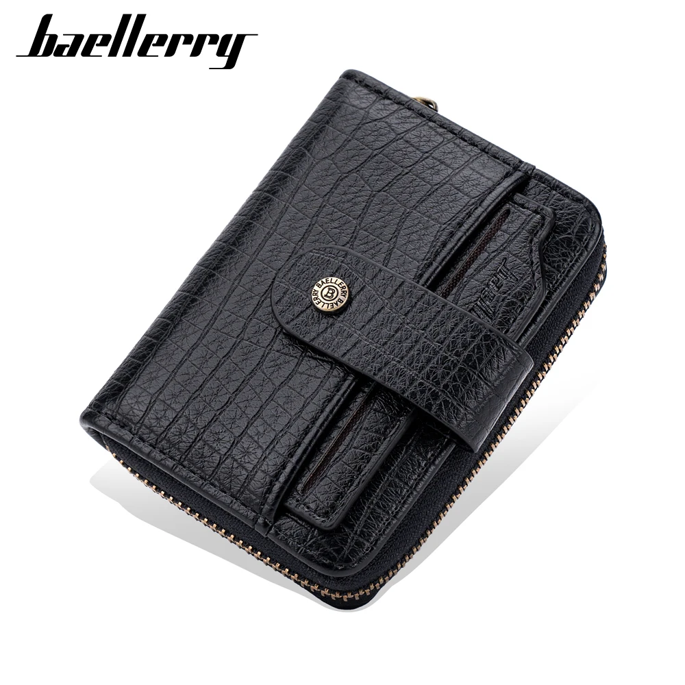 

New Short Men Card Wallet Brand Organ Card Bag Male Purses Zipper Card Holder High Quality PU Leather Men Money Clips