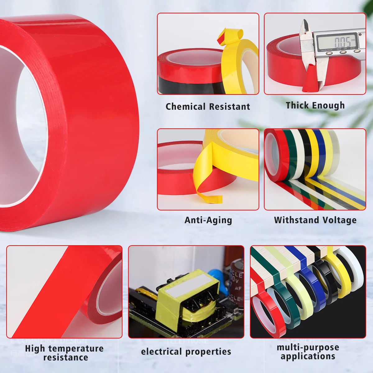 Black Mara tape, light blocking color PET Mara tape, no trace or residue, heat-resistant insulation transformer coil