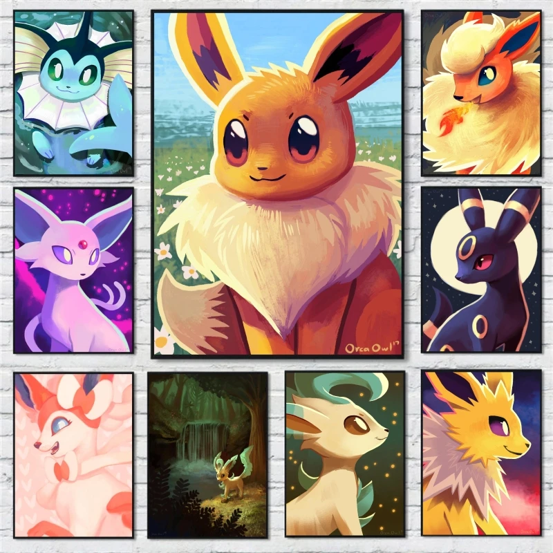 

Canvas Art Walls Painting Pokemon Sylveon Room Home Picture Christmas Gifts Kid Action Figures Comics Pictures