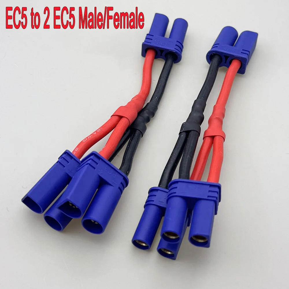 4pcs EC5&XT60 Male Female Parallel Connector 12AWG High Current Silicone Wire Y Splitter for Battery Charger Motor RC ESC Models