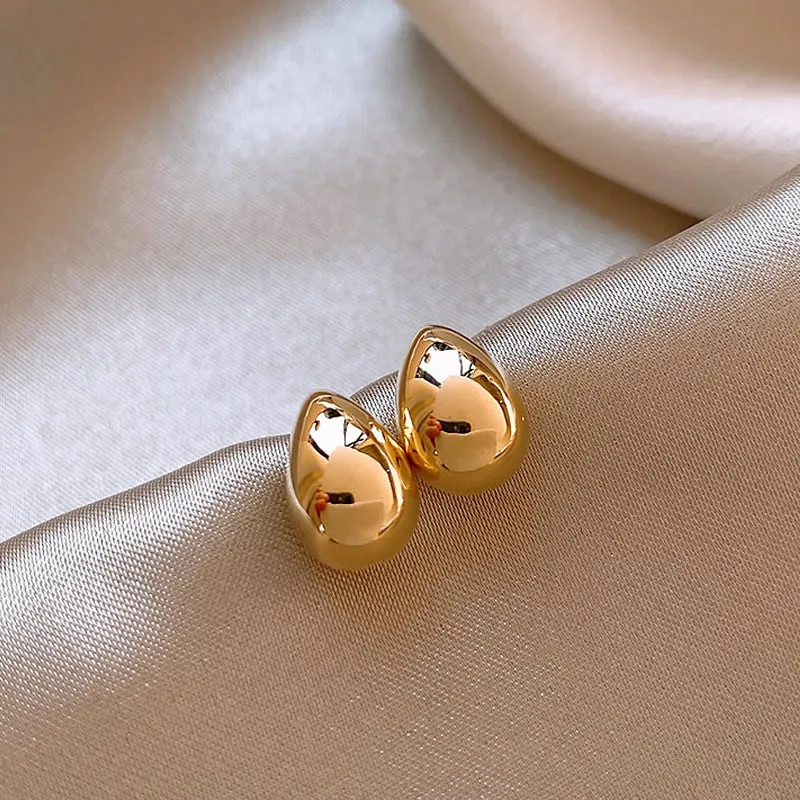 European and American Minimalist Water Droplet Shaped Metal Earrings 2024 Fashion Jewelry Accessories Suitable For Women\'s Daily