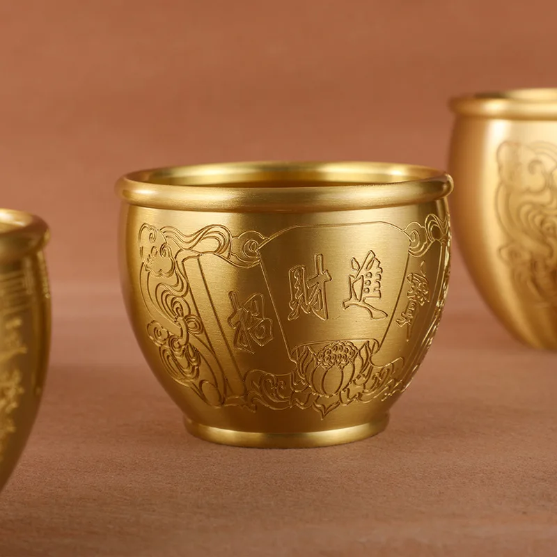 Lucky money into treasure Baifu copper cylinder, pure brass rice cylinder living room ornament
