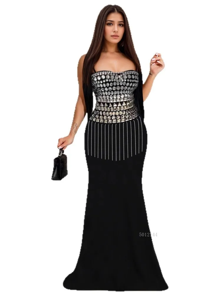 

New Fashion Evening Dress 2026 Designer Party Black Vestidos Women's Formal Sleeveless Luxurious Prom Long Maxi Dress