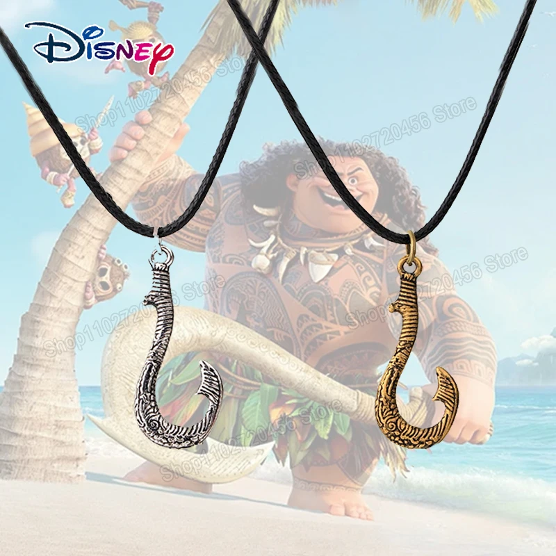 

Disney Anime Movie Princess Moana Hook Necklace Cosplay Leather Rope Collarbone Chain for Children Jewelry Prop Accessories