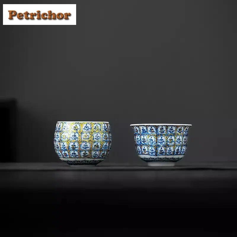 2pc/lot Grotto Thousand Buddha Teacup Luxury Tea Bowl Water Jug Tea-tasting Smelling Cup Chazhan Master Cups Cafes Supplies Gift