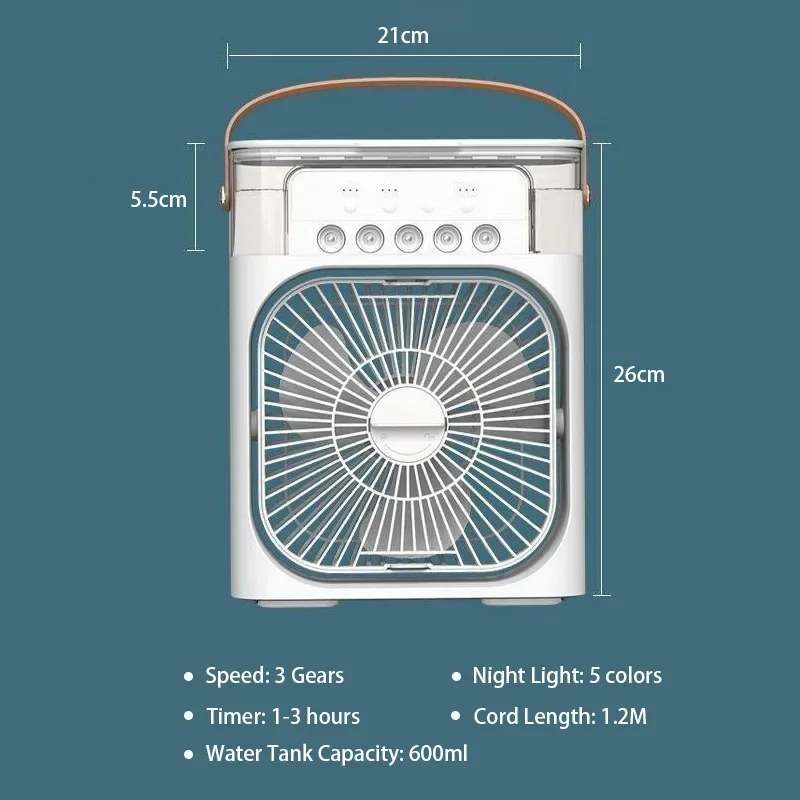 3 in 1 USB-Nebel lüfter Luftbe feuchter mit 7 Farben Nachtlicht-Timer 3 Geschwindigkeiten leiser Tisch ventilator für Büro zu Hause 180 ° Winkel einstellen