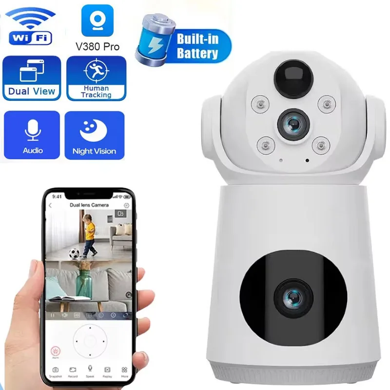 V380 8MP 2.4GHz WiFi Indoor Home Security Smart Baby Monitor Camera Automatic Tracking  Video Surveillance Camera securityp